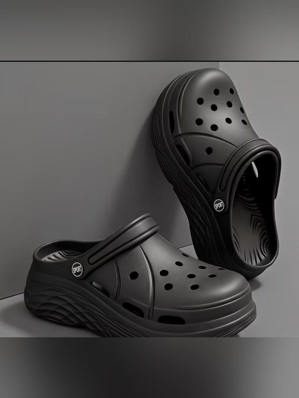 Sporto Black Clog Sandals with Adjustable Heel Strap